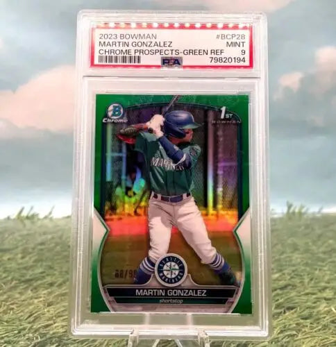 Graded Martin Gonzalez 2023 Bowman Chrome Green Refractor baseball card PSA 9 MINT