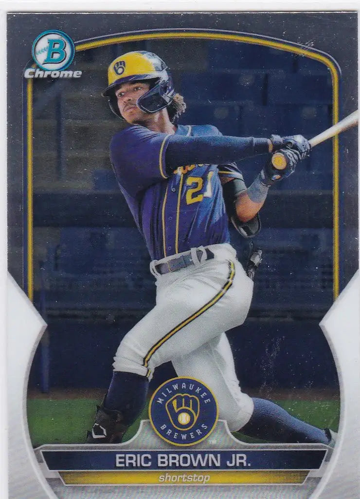 Baseball card of Eric Brown Jr Milwaukee Brewers from Bowman Chrome Prospect series