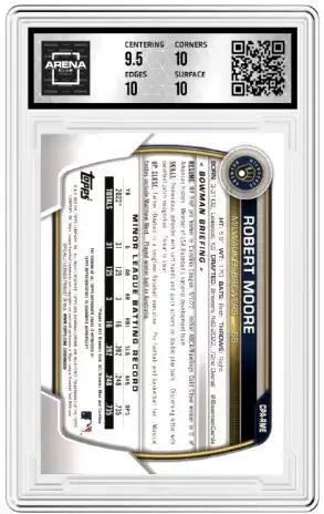 2023 Bowman Chrome Robert Moore #CPA-RME Yellow Refractor Auto 57/75 AC 10 - Baseball Card Single