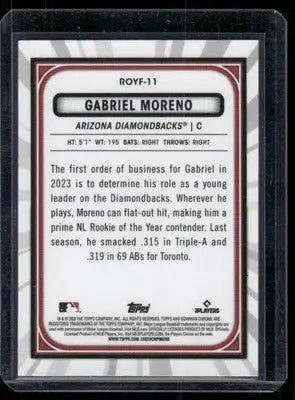 2023 Bowman Chrome Rookie of the Year Favorites Gabriel Moreno #ROYF-11 RC - Baseball Card Single