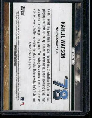 2023 Bowman Chrome Scouts Top 100 Kahlil Watson #BTP-78 Baseball - Baseball Card Single