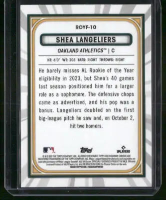 2023 Bowman Chrome Shea Langeliers #ROYF-10 RC Baseball - Baseball Card Single