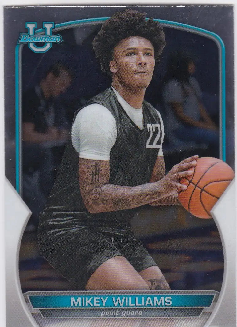 Mikey Williams basketball trading card from 2023 Bowman Chrome University collection