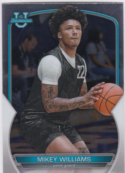 Mikey Williams basketball trading card from 2023 Bowman Chrome University collection