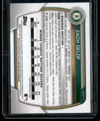 2023 Bowman Chrome Zack Gelof #BCP-1 1st Bowman Baseball - Baseball Card Single