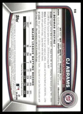 2023 Bowman CJ Abrams #98 Baseball - Baseball Card Single