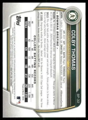 2023 Bowman Colby Thomas #BP-32 1st Bowman Baseball - Baseball Card Single