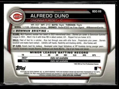 2023 Bowman Draft #BDC-99 Alfredo Duno Chrome Refractor - Baseball Card Single