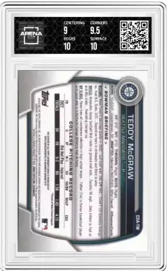2023 Bowman Draft Teddy McGraw Chrome Prospect Auto baseball card with high grading scores