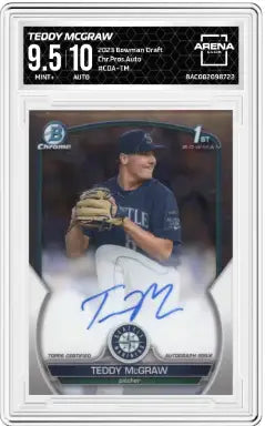 Graded Bowman Draft Teddy McGraw Chrome Prospect Auto trading card with autograph and 9.5 grade