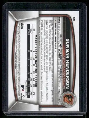 2023 Bowman Gunnar Henderson #65 RC Baseball - Baseball Card Single
