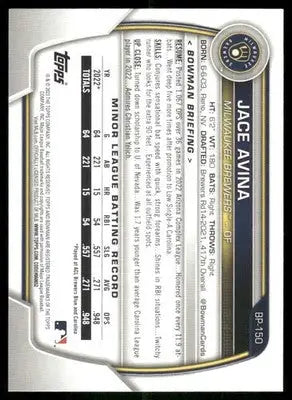 2023 Bowman Jace Avina #BP-150 1st Bowman Baseball - Baseball Card Single