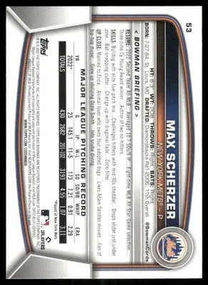 2023 Bowman Max Scherzer #53 Baseball - Baseball Card Single