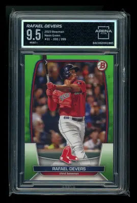 2023 Bowman Neon Green Rafael Devers #31 330/399 Baseball Arena Club 9.5 - Baseball Card Single
