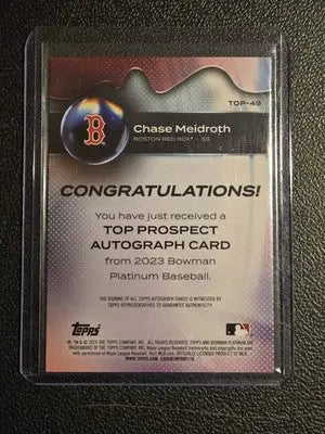 2023 Bowman Platinum #TOP-49 Chase Meidroth Top Prospects Autographs - Baseball Card Single