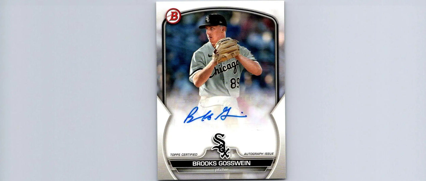 Signed Brooks Gosswein baseball card from 2023 Bowman Gosswein Prospects Autographs