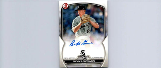 Signed Brooks Gosswein baseball card from 2023 Bowman Gosswein Prospects Autographs