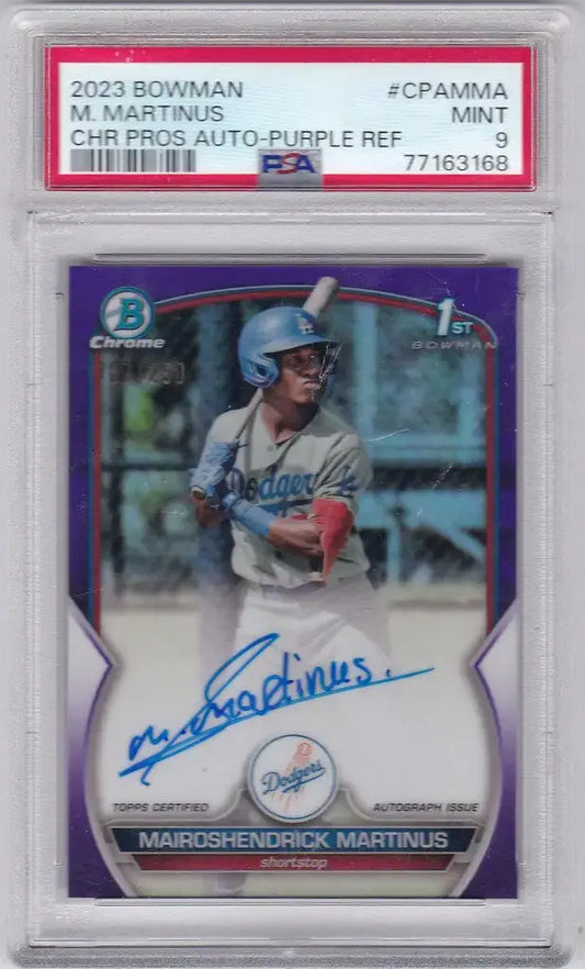 2023 Bowman Purple Auto Mairoshendrick Martinus PSA 9 Los Angeles Dodgers