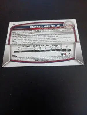 2023 Bowman - Ronald Acuña Jr. #92. Atlanta Braves. NRMT+ - Baseball Card Single