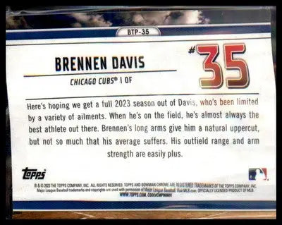 2023 Bowman Bowman Scouts Top 100 #BTP-35 Brennen Davis - Baseball Card Single