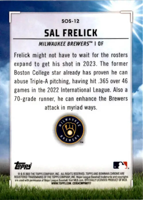 2023 Bowman #SOS-12 Sal Frelick Sights on September - Baseball Card Single