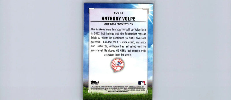 Anthony Volpe baseball card from 2023 Bowman #SOS-14 Sights on September collection
