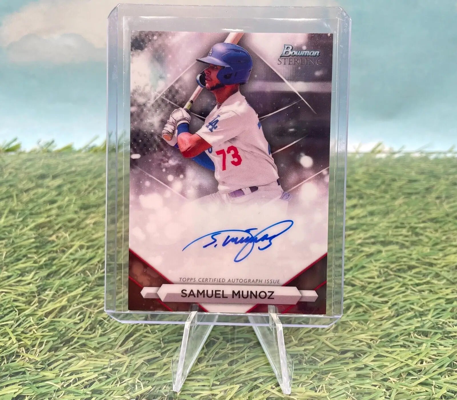 Samuel Munoz autographed baseball card from 2023 Bowman Sterling Prospect collection