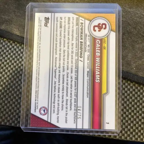 2023 Bowman U Sapphire Caleb Williams /75 - Football Card Single
