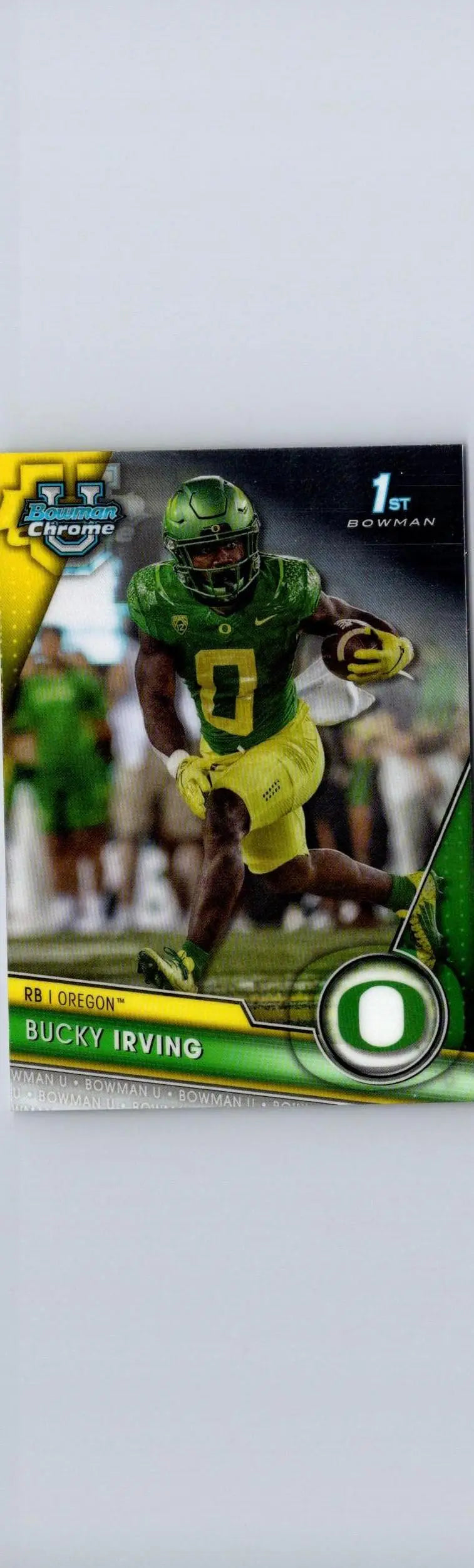 Bucky Irving football card from 2023 Bowman University Chrome #153 collectible series
