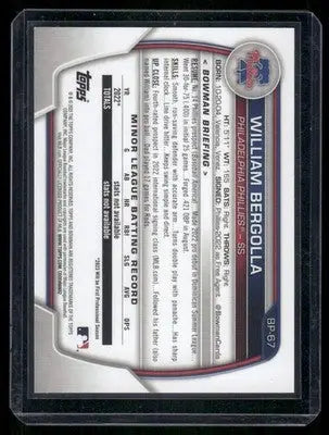 2023 Bowman William Bergolla #BP-67 Blue 028/150 Baseball - Baseball Card Single