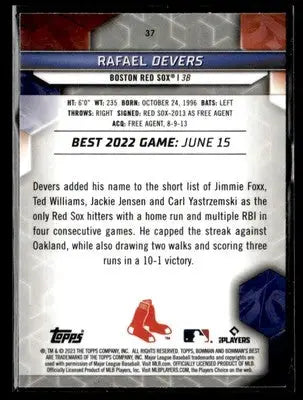 2023 Bowman’s Best #37 Rafael Devers - Baseball Card Single