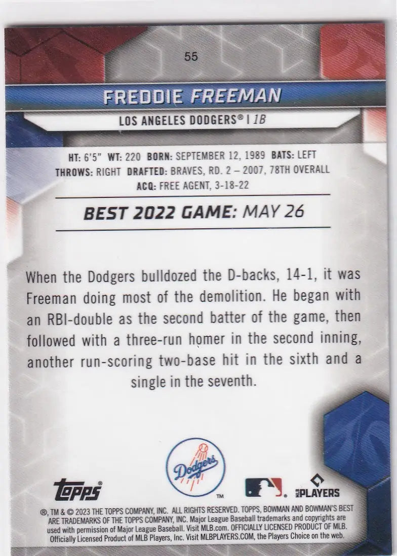 2023 BOWMANS BEST #55 FREDDIE FREEMAN- LOS ANGELES DODGERS - Baseball Card Single