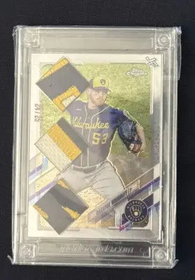 2023 Brandon Woodruff /25 Game Used Patch - Topps Chrome - Jersey Fusion - Baseball Card Single
