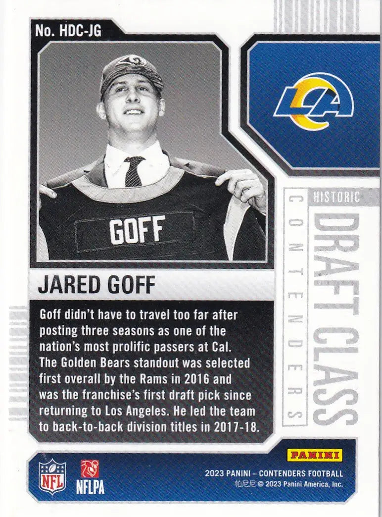 2023 CONTENDERS #HDC-JG JARED GOFF RED DRAFT CLASS- LOS ANGELES RAMS
