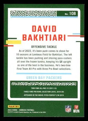 2023 Donruss #108 David Bakhtiari - Football Card Single