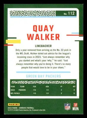 2023 Donruss #112 Quay Walker - Football Card Single