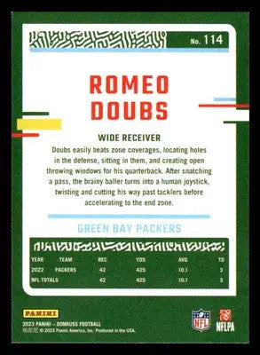 2023 Donruss #114 Romeo Doubs - Football Card Single