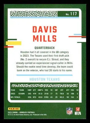 2023 Donruss #117 Davis Mills - Football Card Single
