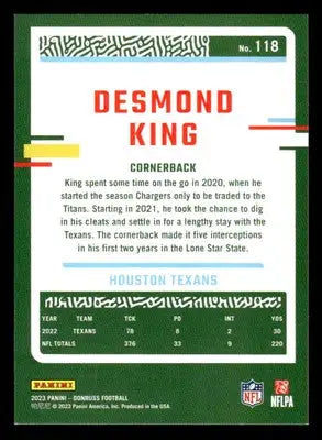 2023 Donruss #118 Desmond King - Football Card Single