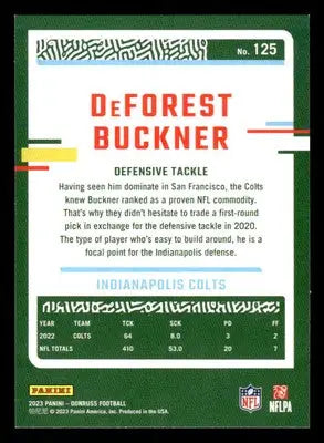 2023 Donruss #125 DeForest Buckner Indianapolis Colts - Football Card Single