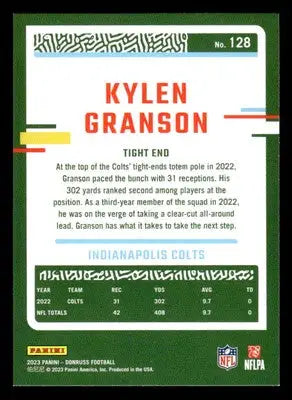 2023 Donruss #128 Kylen Granson - Football Card Single