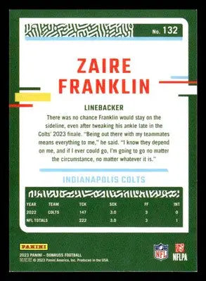 2023 Donruss #132 Zaire Franklin - Football Card Single