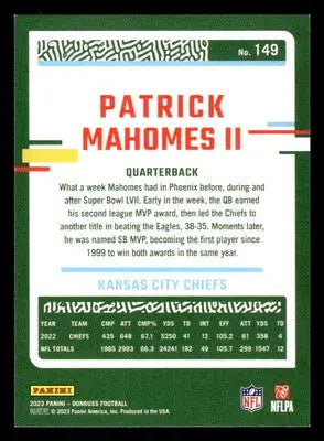 2023 Donruss #149 Patrick Mahomes II - Football Card Single