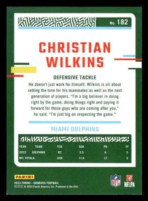 2023 Donruss #182 Christian Wilkins - Football Card Single