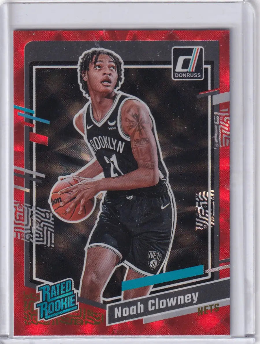 2023 DONRUSS #234 NOAH CLOWNEY RED HOLO- BROOKLYN NETS - Basketball Card Single