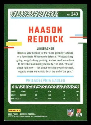 2023 Donruss #243 Haason Reddick - Football Card Single