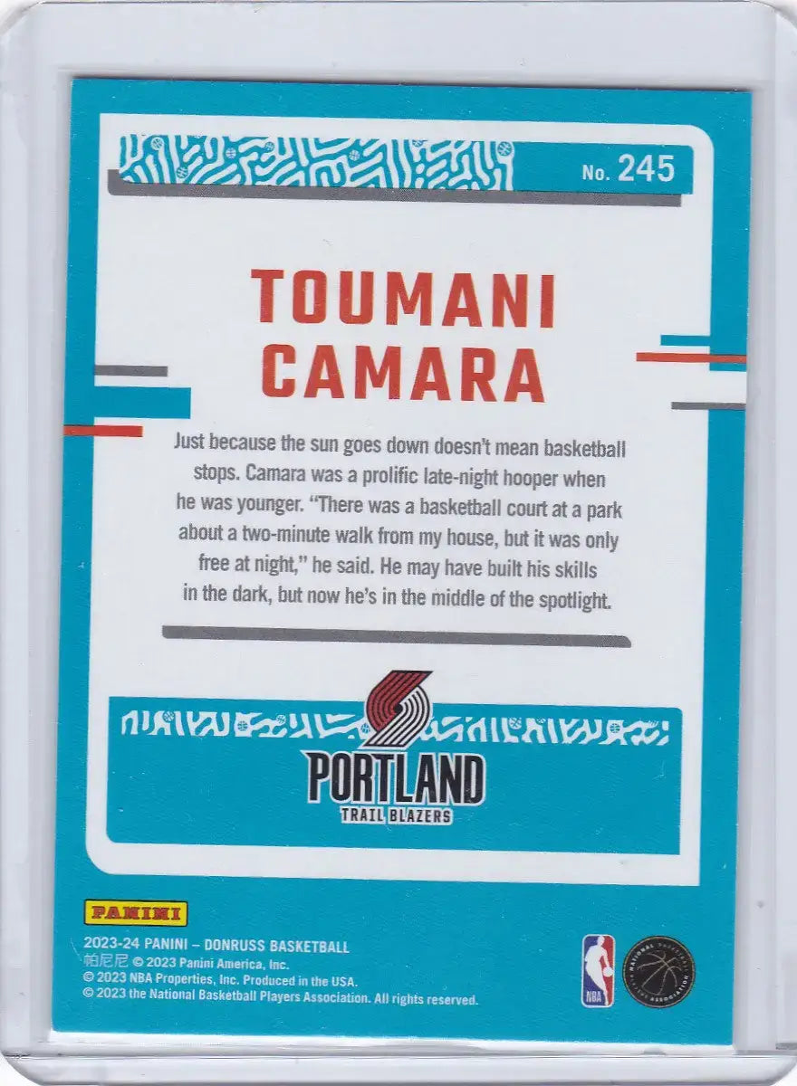 2023 DONRUSS #245 TOUMANI CAMARA RED HOLO- PORTLAND TRAIL BLAZZERS - Basketball Card Single