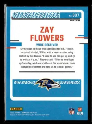 2023 Donruss #307 Zay Flowers Optic Rated Rookie Preview Holo Prizm - Football Card Single