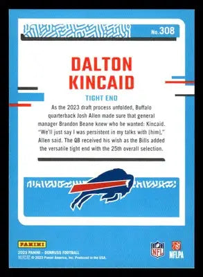 2023 Donruss #308 Dalton Kincaid - Football Card Single
