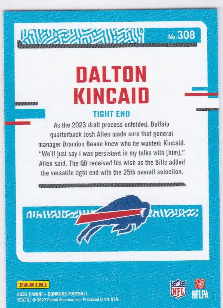 2023 DONRUSS #308 DALTON KINCAID- BUFFALO BILLS